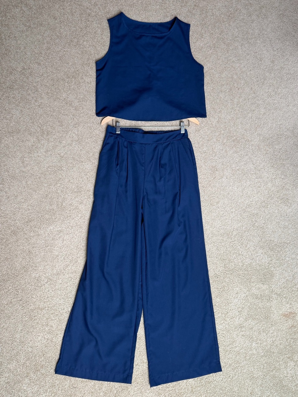 Blue Wide-Leg Two-Piece Set